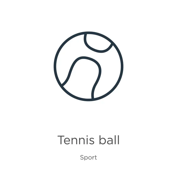 Icono Pelota Tenis Esquema Pelota Tenis Lineal Delgada Icono Aislado — Vector de stock