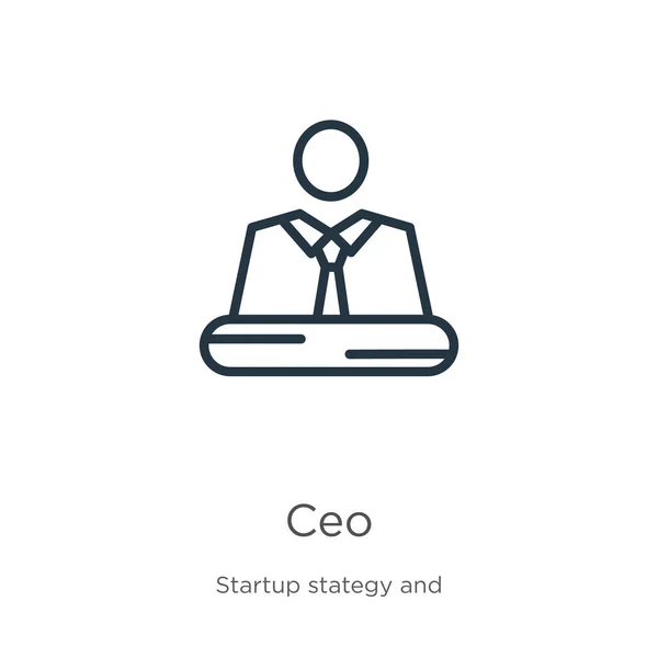 Icono Ceo Icono Esquema Ceo Lineal Delgado Aislado Fondo Blanco — Vector de stock