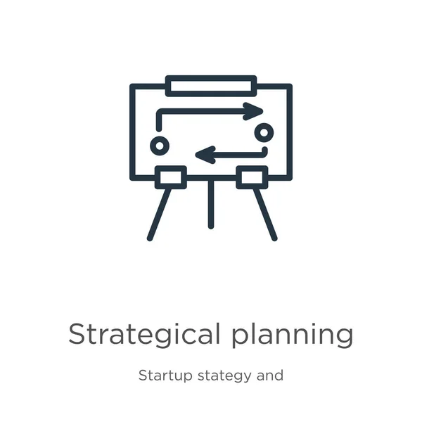 Icono Planificación Estratégica Icono Delgada Planificación Estratégica Lineal Aislado Sobre — Vector de stock