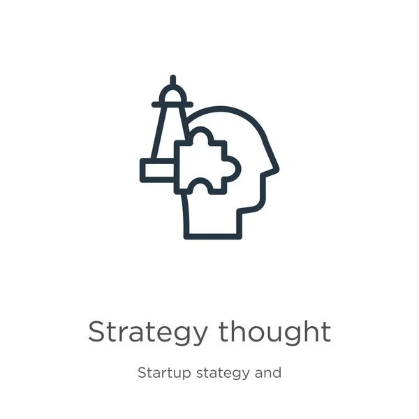 Icono Pensamiento Estratégico Thin Linear Strategy Thought Outline Icon Isolated — Vector de stock