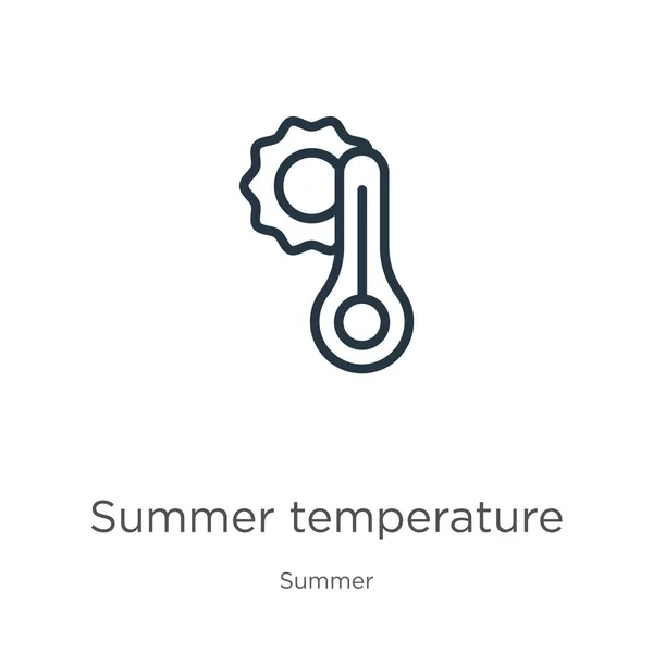 Summer Temperature Icon Thin Linear Summer Temperature Outline Icon Isolated — Stock Vector