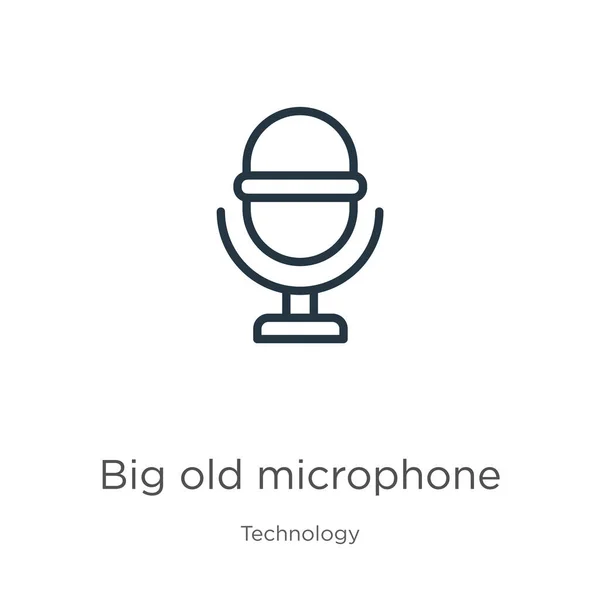 Big Old Microphone Icon Thin Linear Big Old Microphone Outline — Stock Vector