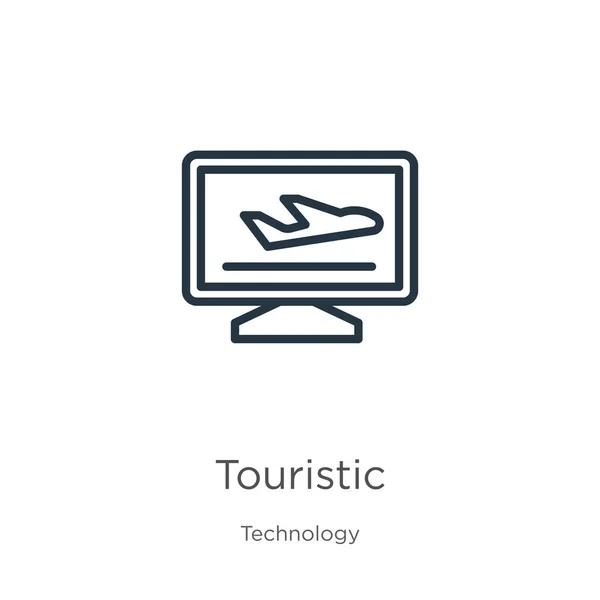 旅游图标 从技术收集中分离出的白色背景的细线旅游轮廓图标 线形矢量符号 网络和移动符号 — 图库矢量图片