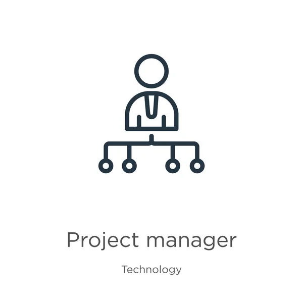 Icono Del Administrador Del Proyecto Thin Linear Project Manager Outline — Vector de stock
