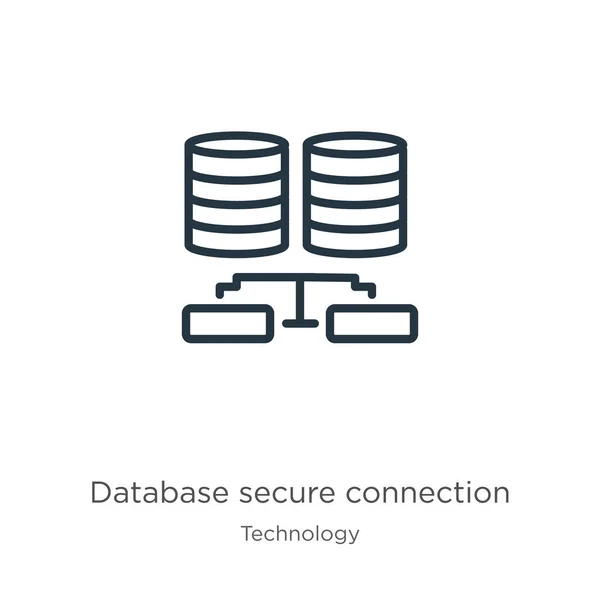 Base Datos Icono Conexión Segura Icono Contorno Conexión Segura Base — Vector de stock