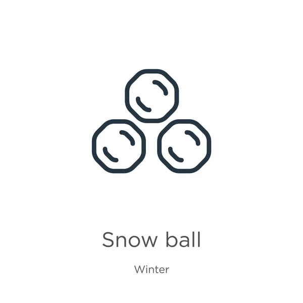 Icono Bola Nieve Esquema Bola Nieve Lineal Delgada Icono Aislado — Vector de stock