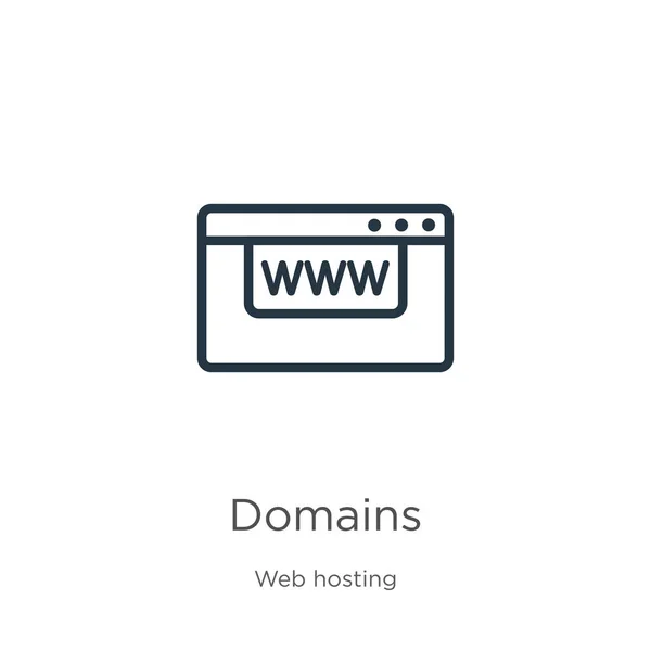 Εικονίδιο Domains Λεπτές Γραμμικές Περιοχές Περίγραμμα Εικονίδιο Απομονώνονται Λευκό Φόντο — Διανυσματικό Αρχείο