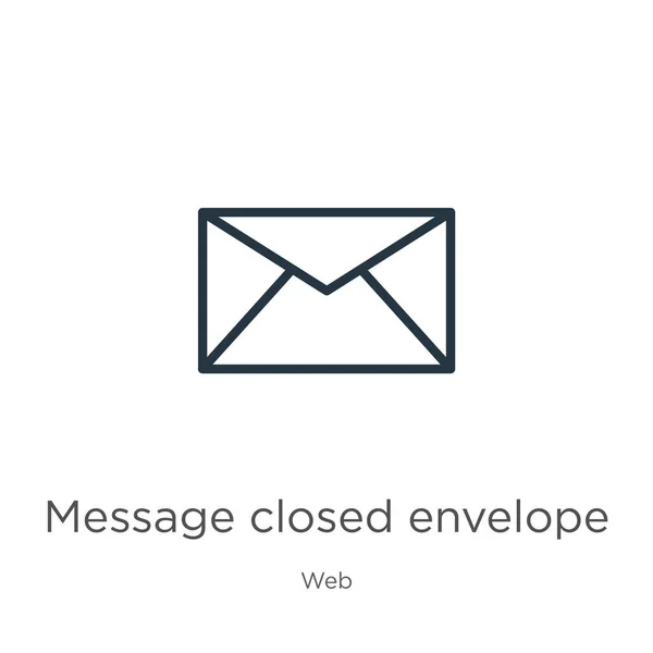 Message Enveloppe Fermée Icône Thin Linear Message Closed Envelope Outline — Image vectorielle