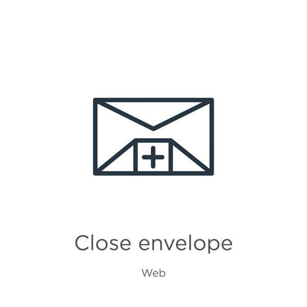 Sluit Envelop Pictogram Dunne Lineaire Close Enveloppe Omtrek Pictogram Geïsoleerd — Stockvector