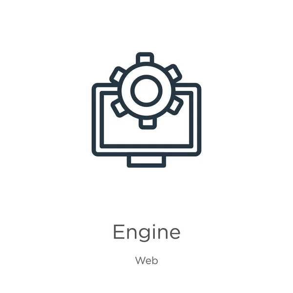 Motoricoon Dunne Lineaire Motor Omtrek Pictogram Geïsoleerd Witte Achtergrond Van — Stockvector