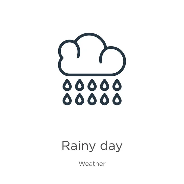 Rainy Day Icon Thin Linear Rainy Day Outline Icon Isolated — Stock Vector