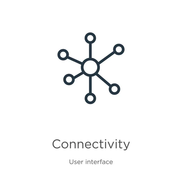 Icono Conectividad Icono Contorno Conectividad Lineal Delgada Aislado Fondo Blanco — Vector de stock