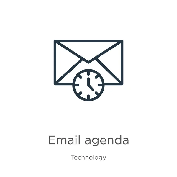 Icône Agenda Email Mince Icône Contour Linéaire Email Agenda Isolé — Image vectorielle