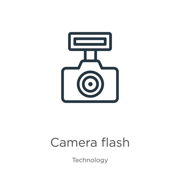 Camera Flash Icon Thin Linear Camera Flash Outline Icon Isolated — Stock Vector