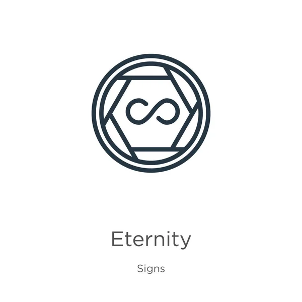 永遠アイコン 薄い線形永遠アウトラインアイコンは サインコレクションから白い背景に隔離されています ラインベクトル記号 ウェブとモバイル用の記号 — ストックベクタ