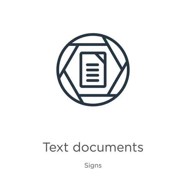 Icono Documentos Texto Documentos Texto Lineales Delgados Esbozan Icono Aislado — Archivo Imágenes Vectoriales