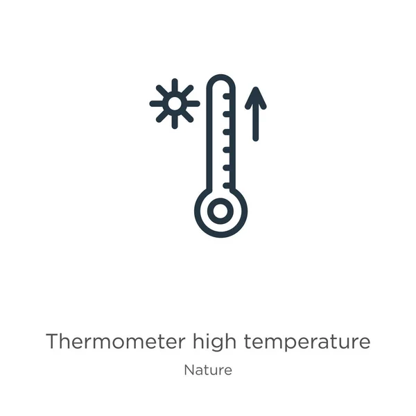 Termometro Icona Alta Temperatura Termometro Lineare Sottile Icona Contorno Alta — Vettoriale Stock