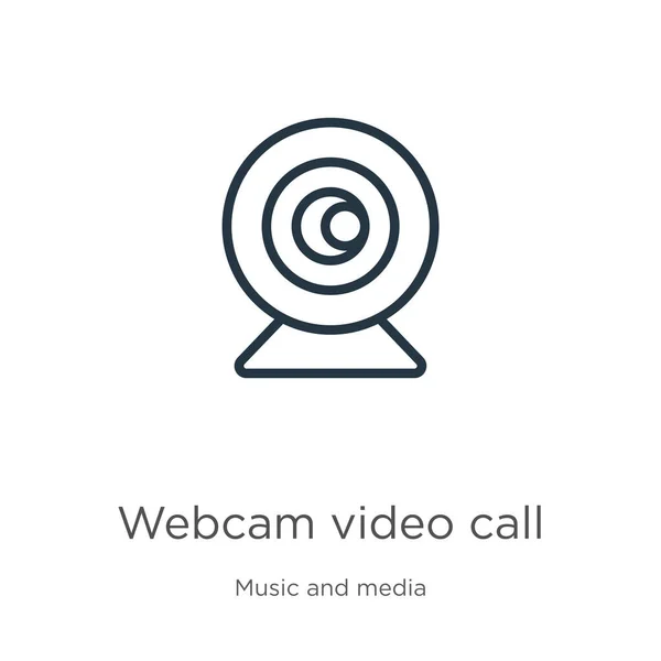 Icône Appel Vidéo Webcam Mince Icône Linéaire Contour Appel Vidéo — Image vectorielle