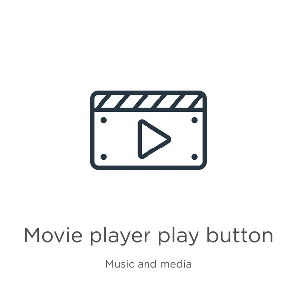 Movie Player Play Taste Symbol Thin Lineare Abspieltaste Umriss Symbol — Stockvektor