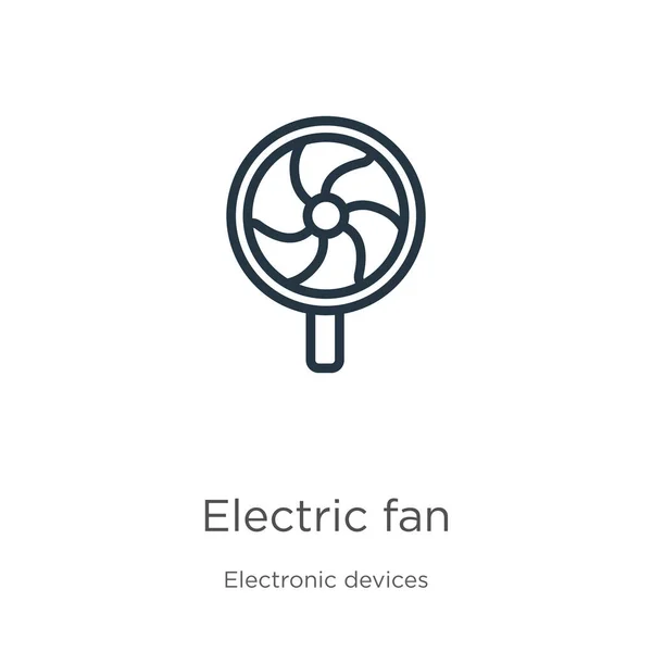 Elektrisches Fan Symbol Dünne Lineare Elektrische Ventilatorumrisse Auf Weißem Hintergrund — Stockvektor
