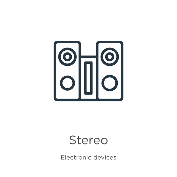 Stereo Symbol Dünnes Lineares Stereosymbol Isoliert Auf Weißem Hintergrund Aus — Stockvektor