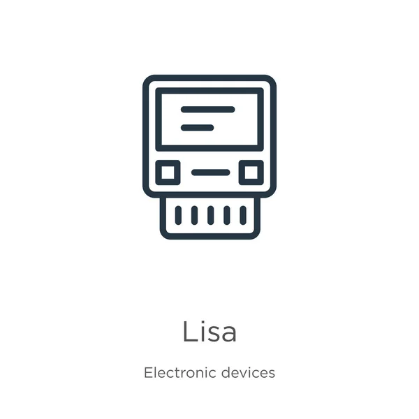 Icône Lisa Icône Contour Lisa Linéaire Mince Isolée Sur Fond — Image vectorielle