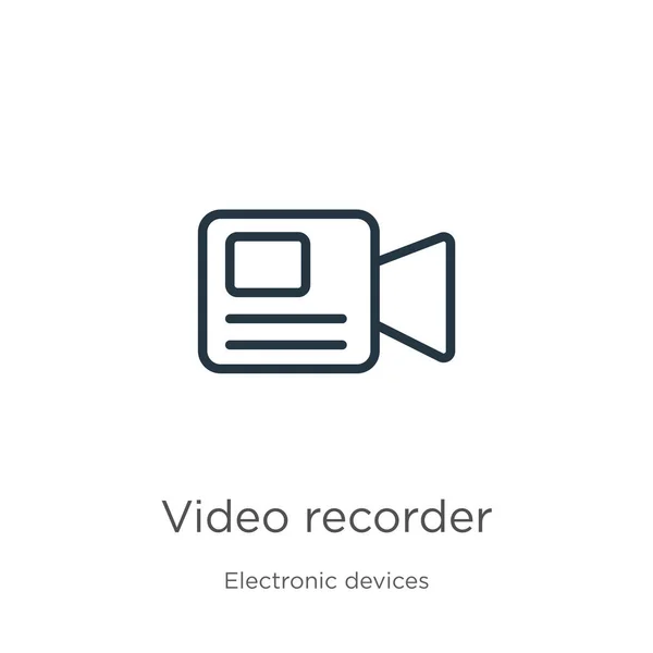 Videorekorder Symbol Thin Lineare Videorecorder Umriss Symbol Isoliert Auf Weißem — Stockvektor