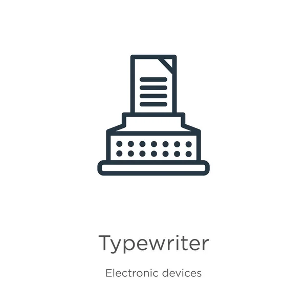 Icône Machine Écrire Icône Contour Machine Écrire Linéaire Mince Isolée — Image vectorielle