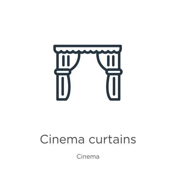 Icono Cortinas Cine Cortinas Cine Lineales Delgadas Esbozan Icono Aislado — Vector de stock