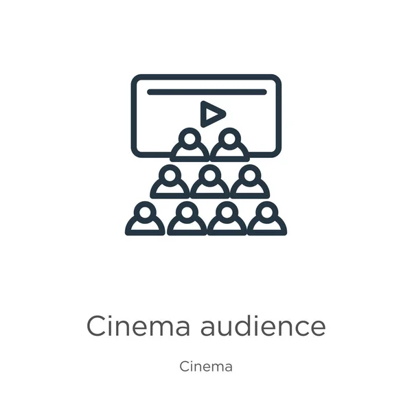 Cinema Publiek Icoon Dunne Lineaire Bioscoop Publiek Schetsen Pictogram Geïsoleerd — Stockvector