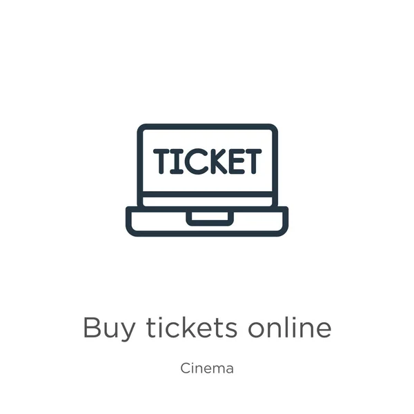 Compre Bilhetes Ícone Online Thin Linear Buy Tickets Online Outline —  Vetores de Stock