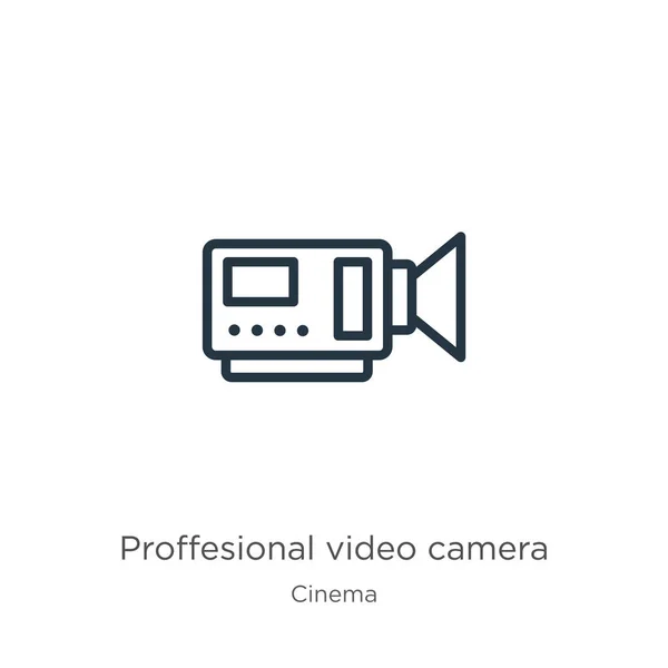 Professionelles Videokamera Symbol Thin Lineare Professionelle Videokamera Umriss Symbol Isoliert — Stockvektor