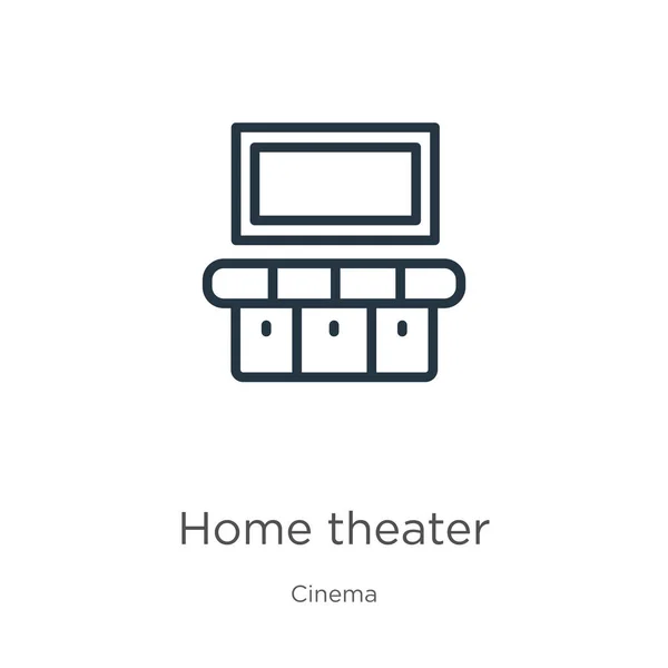 Thuis Theater Icoon Dunne Lineaire Home Theater Outline Icoon Geïsoleerd — Stockvector