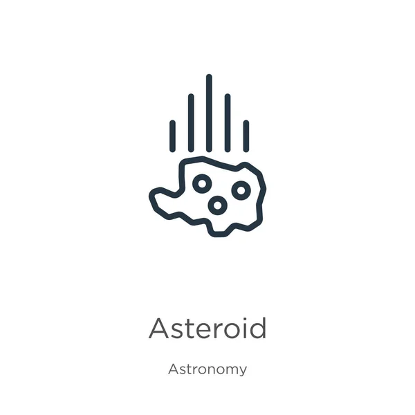 Icono Asteroide Icono Contorno Asteroides Lineales Delgados Aislado Sobre Fondo — Vector de stock