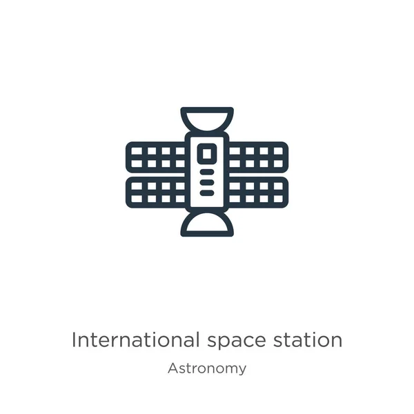 Icono Estación Espacial Internacional Icono Delgada Estación Espacial Internacional Lineal — Vector de stock