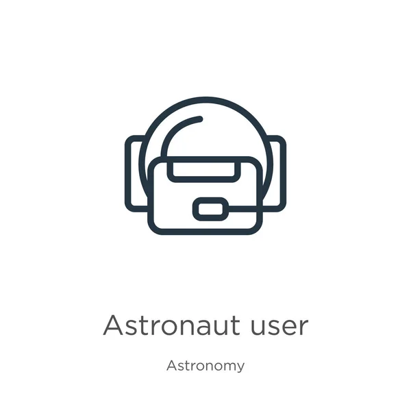 Astronauta Icono Usuario Icono Contorno Usuario Astronauta Lineal Delgado Aislado — Vector de stock