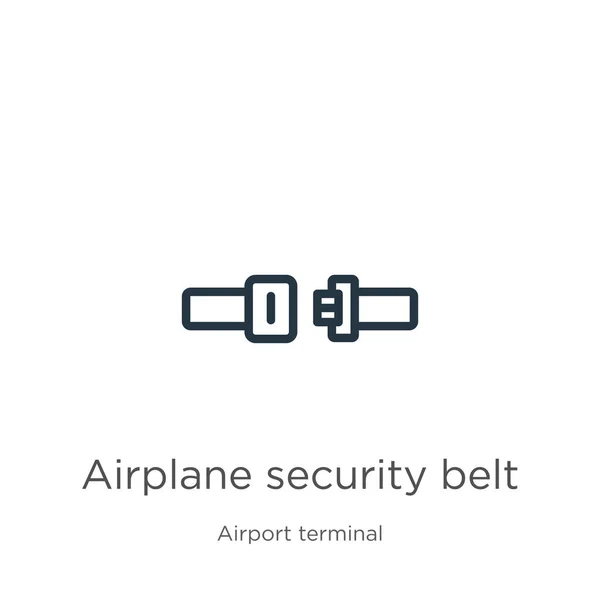 Sicherheitsgurt Symbol Für Flugzeuge Thin Lineare Flugzeug Sicherheitsgürtel Umriss Symbol — Stockvektor
