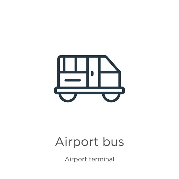 Icono Del Autobús Del Aeropuerto Icono Delgada Línea Autobuses Aeroportuarios — Vector de stock