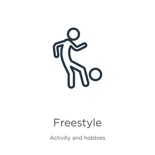 Ícone Freestyle Ícone Esboço Estilo Livre Linear Fino Isolado Fundo —  Vetores de Stock