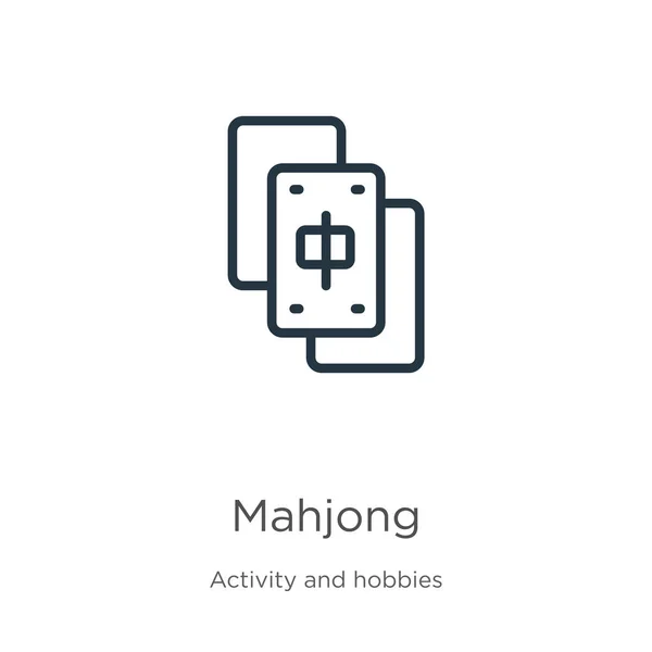 Ícone Mahjong Ícone Esboço Mahjong Linear Fino Isolado Fundo Branco —  Vetores de Stock