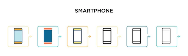 Icône Vectorielle Smartphone Dans Styles Modernes Différents Noir Deux Icônes — Image vectorielle