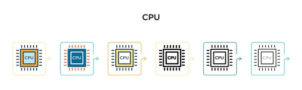 Cpu Vektor Symbol Verschiedenen Modernen Stilen Schwarze Zweifarbige Cpu Icons — Stockvektor