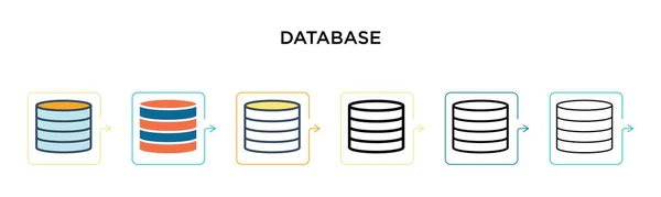 Icono Vector Base Datos Estilos Modernos Diferentes Negro Dos Iconos — Vector de stock