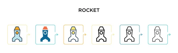 Icono Vector Cohete Estilos Modernos Diferentes Negro Dos Iconos Cohetes — Vector de stock
