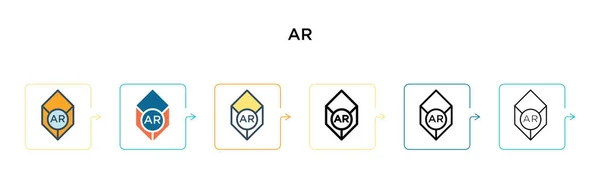 Arベクトルアイコンは6種類のモダンなスタイル アウトライン ライン ストロークスタイルで設計された黒 2色のArアイコン ベクターイラストは ウェブ モバイル Uiに使用できます — ストックベクタ