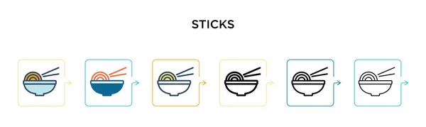 Sticks Ícone Vetorial Estilos Modernos Diferentes Preto Dois Ícones Varas — Vetor de Stock