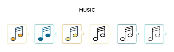 Musik Vektor Symbol Verschiedenen Modernen Stilen Schwarze Zweifarbige Musik Ikonen — Stockvektor