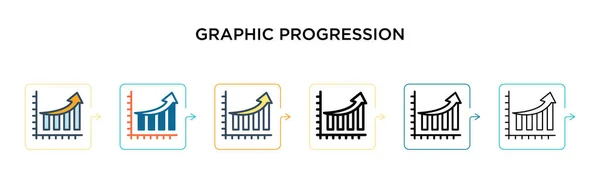 Ícone Vetorial Progressão Gráfica Estilos Modernos Diferentes Preto Dois Ícones — Vetor de Stock