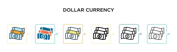 Dollar Icône Vectorielle Devise Dans Styles Modernes Différents Noir Deux — Image vectorielle