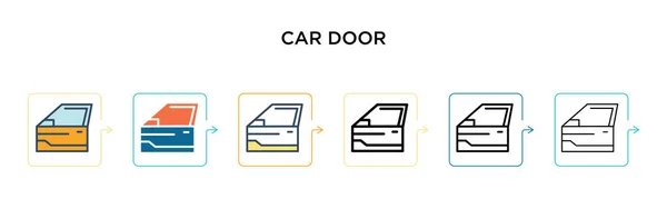 Icono Vector Puerta Coche Estilos Modernos Diferentes Negro Dos Iconos — Vector de stock